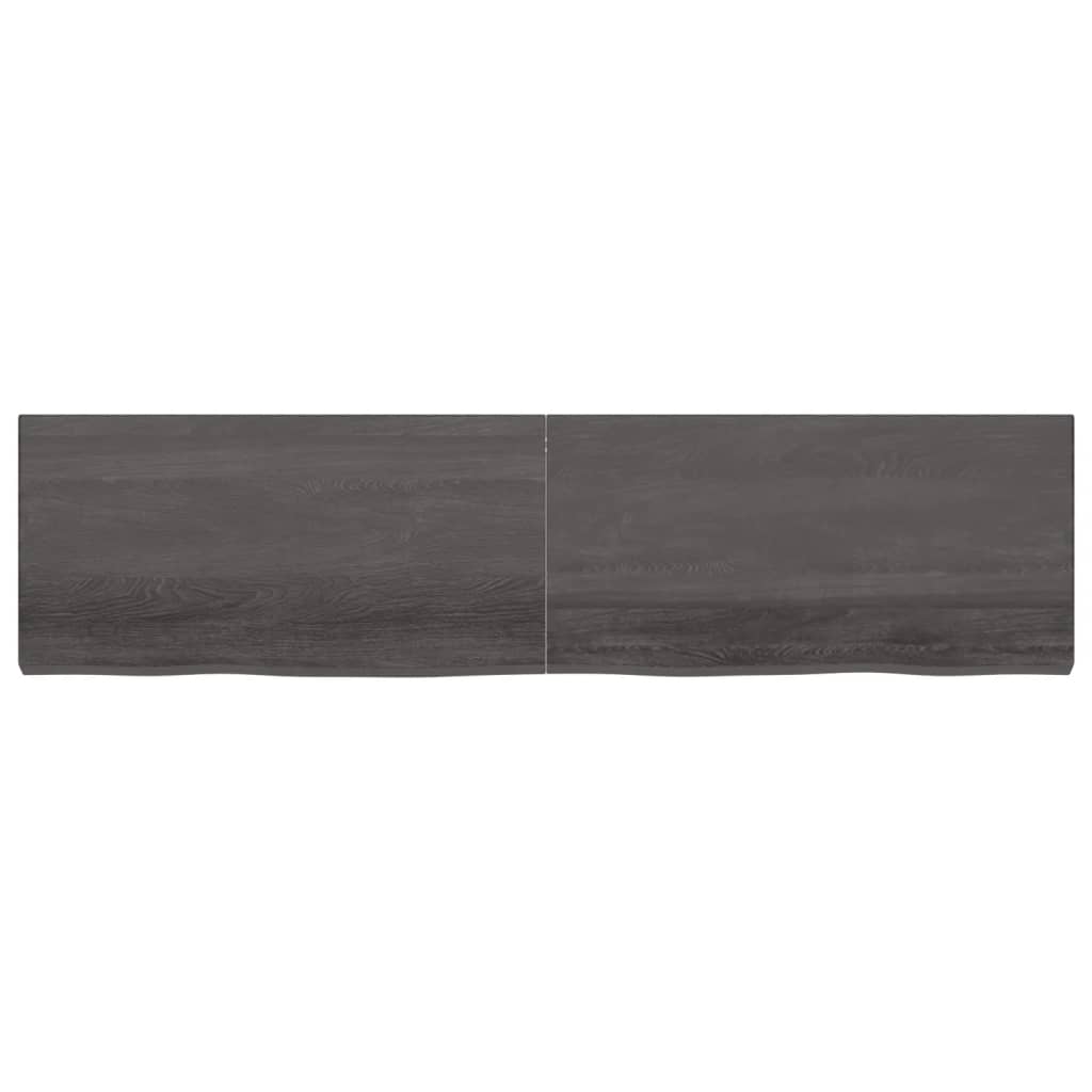 Wandschap behandeld massief eikenhout donkerbruin 200 x 50 x 6 cm