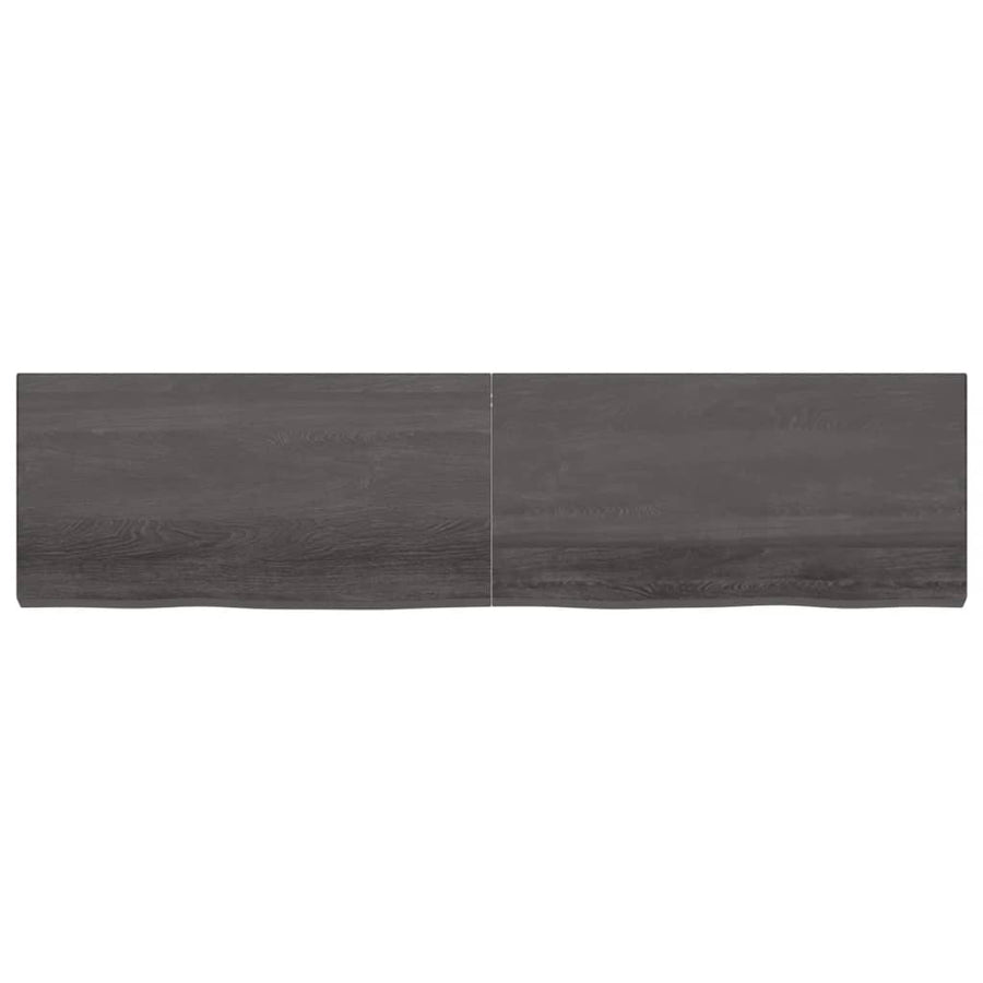 Wandschap behandeld massief eikenhout donkerbruin 200 x 50 x 6 cm