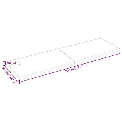 Wandschap behandeld massief eikenhout donkerbruin 200 x 60 x 4 cm