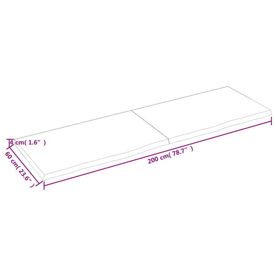 Wandschap behandeld massief eikenhout donkerbruin 200 x 60 x 4 cm