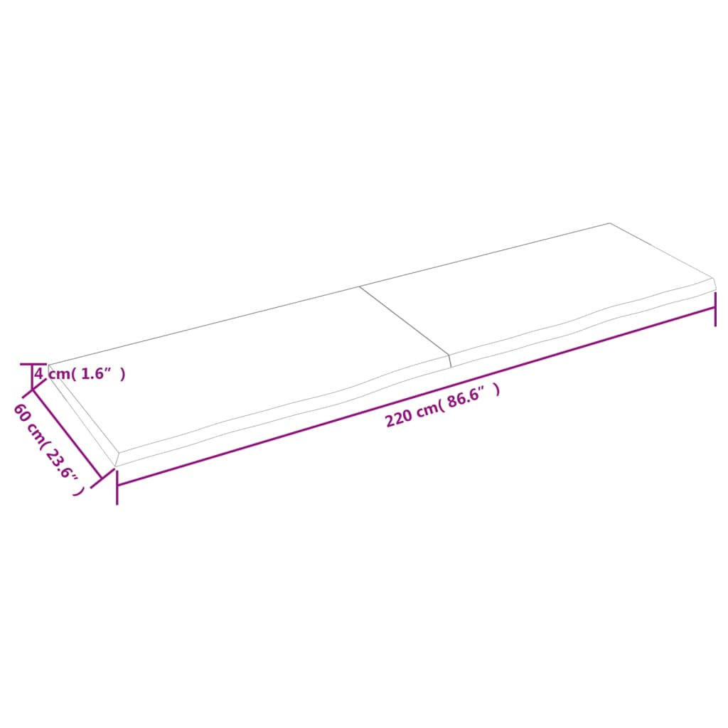 Wandschap behandeld massief eikenhout donkerbruin 220 x 60 x 4 cm