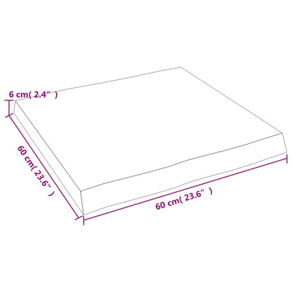 Tafelblad natuurlijke rand 60x60x(2-6) cm massief eikenhout 60 x 60 x 6 cm