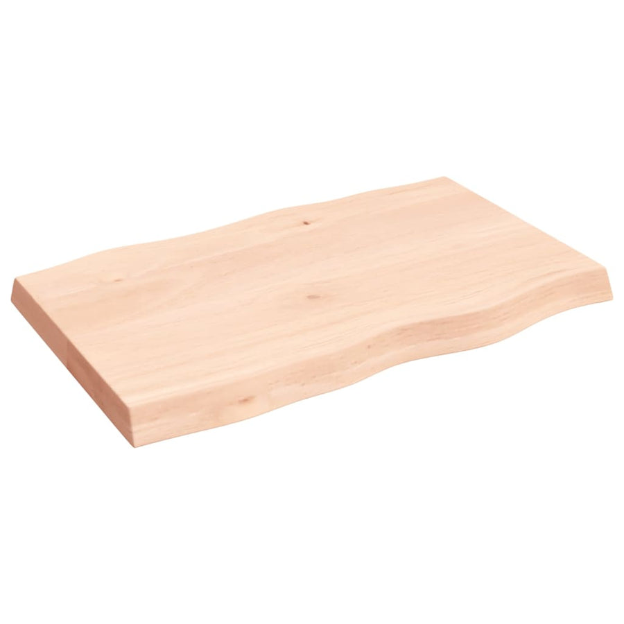 Tafelblad natuurlijke rand 80x50x(2-6) cm massief eikenhout 80 x 50 x 6 cm