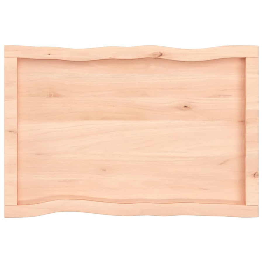 Tafelblad natuurlijke rand 80x50x(2-6) cm massief eikenhout 80 x 50 x 6 cm