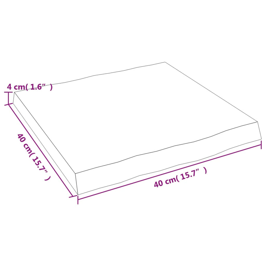 Tafelblad Natuurlijke Rand 40X40X(2-4) Cm Eikenhout Lichtbruin 40 x 40 x 4 cm