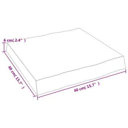 Tafelblad Natuurlijke Rand 40X40X(2-6)Cm Eikenhout Lichtbruin 40 x 40 x 6 cm