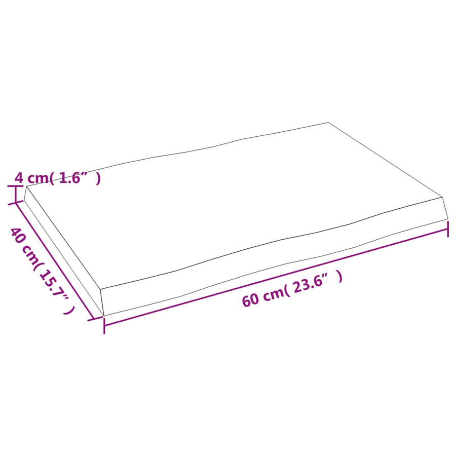 Tafelblad Natuurlijke Rand 60X40X(2-4) Cm Eikenhout Lichtbruin 60 x 40 x 4 cm