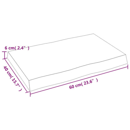 Tafelblad Natuurlijke Rand 60X40X(2-6) Cm Eikenhout Lichtbruin 60 x 40 x 6 cm