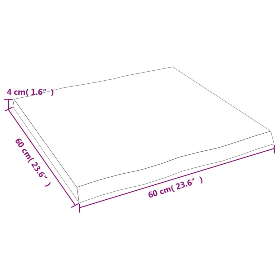 Tafelblad Natuurlijke Rand 60X60X(2-4) Cm Eikenhout Lichtbruin 60 x 60 x 4 cm