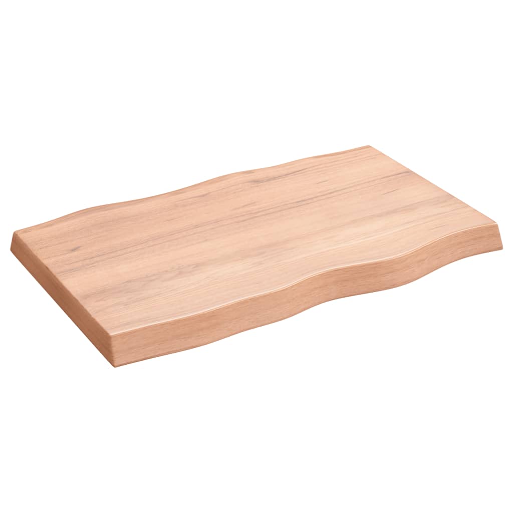 Tafelblad Natuurlijke Rand 80X50X(2-6) Cm Eikenhout Lichtbruin 80 x 50 x 6 cm