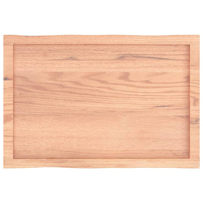 Tafelblad Natuurlijke Rand 80X50X(2-6) Cm Eikenhout Lichtbruin 80 x 50 x 6 cm