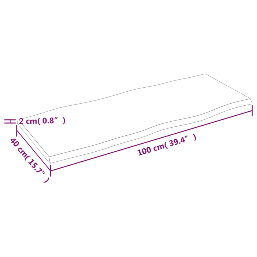 Tafelblad Natuurlijke Rand Eikenhout Lichtbruin 100 x 40 x 2 cm