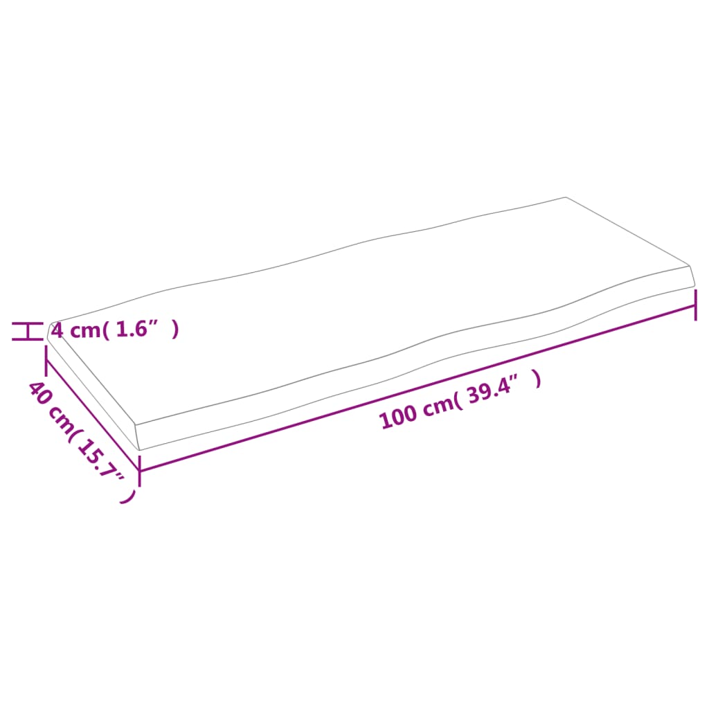 Tafelblad Natuurlijke Rand 00X40X(2-4) Cm Eikenhout Lichtbruin 100 x 40 x 4 cm