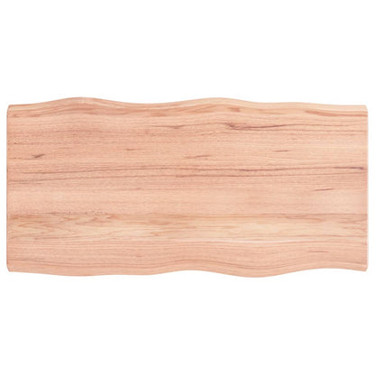 Tafelblad Natuurlijke Rand 100X50X(2-6)Cm Eikenhout Lichtbruin 100 x 50 x 6 cm