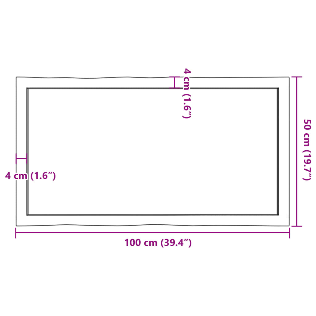 Tafelblad Natuurlijke Rand 100X50X(2-6)Cm Eikenhout Lichtbruin 100 x 50 x 6 cm