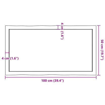 Tafelblad Natuurlijke Rand 100X50X(2-6)Cm Eikenhout Lichtbruin 100 x 50 x 6 cm