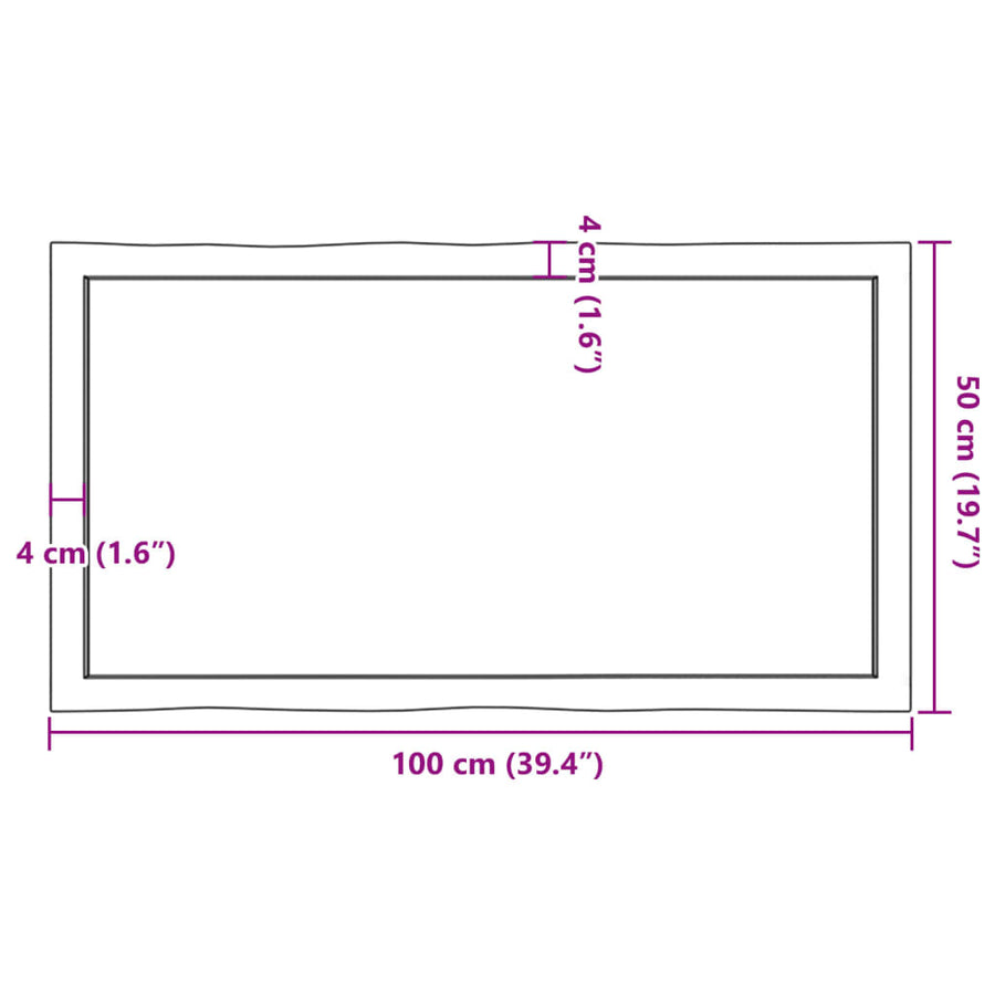 Tafelblad Natuurlijke Rand 100X50X(2-6)Cm Eikenhout Lichtbruin 100 x 50 x 6 cm