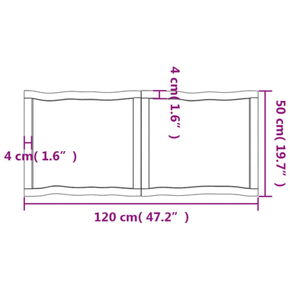 Tafelblad Natuurlijke Rand 20X50X(2-6)Cm Eikenhout Lichtbruin 120 x 50 x 6 cm