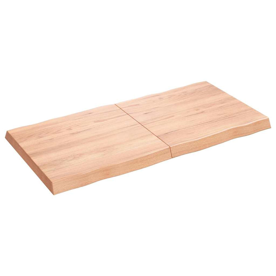 Tafelblad natuurlijke rand 120x60x(2-6)cm eikenhout lichtbruin