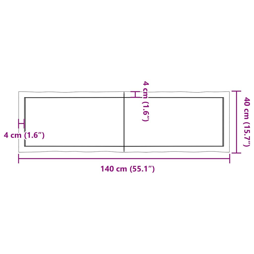 Tafelblad Natuurlijke Rand 140X40X(2-4) Cm Eikenhout Lichtbruin 140 x 40 x 4 cm