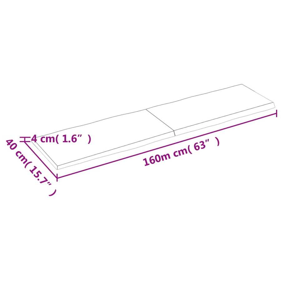 Tafelblad Natuurlijke Rand 60X40X(2-4) Cm Eikenhout Lichtbruin 160 x 40 x 4 cm