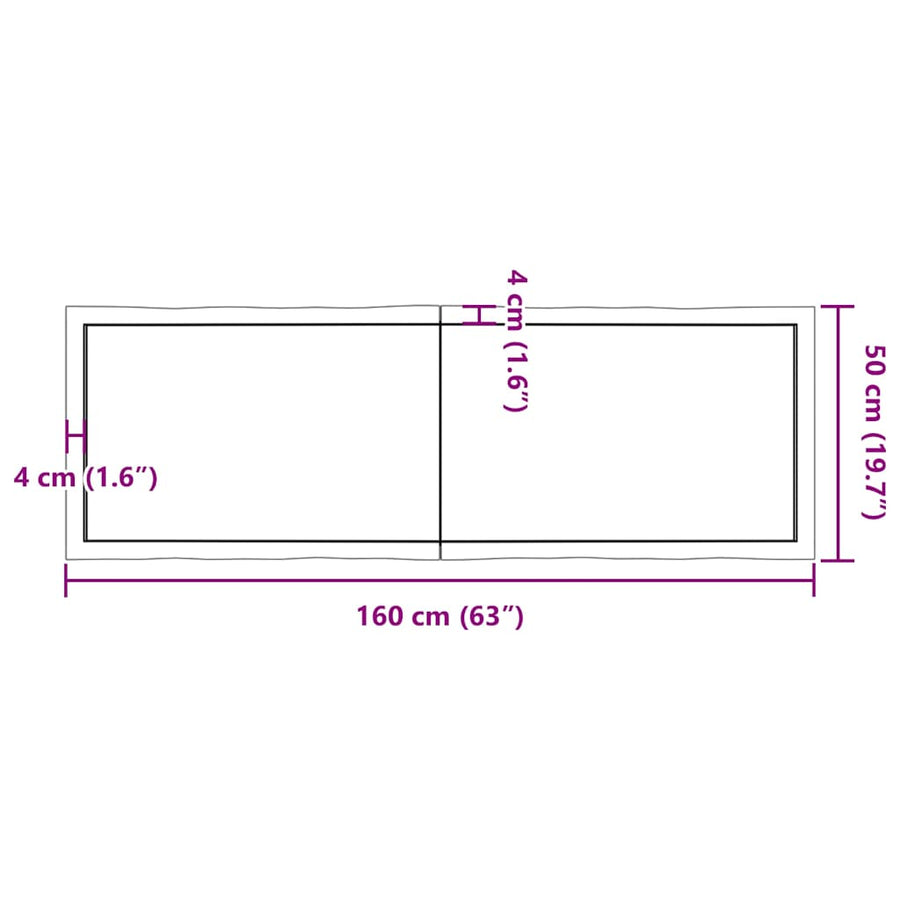 Tafelblad Natuurlijke Rand 160X50X(2-4) Cm Eikenhout Lichtbruin 160 x 50 x 4 cm