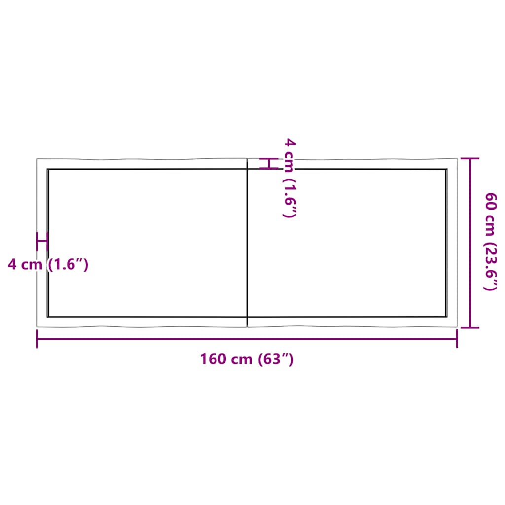 Tafelblad Natuurlijke Rand 160X60X(2-4) Cm Eikenhout Lichtbruin 160 x 60 x 4 cm