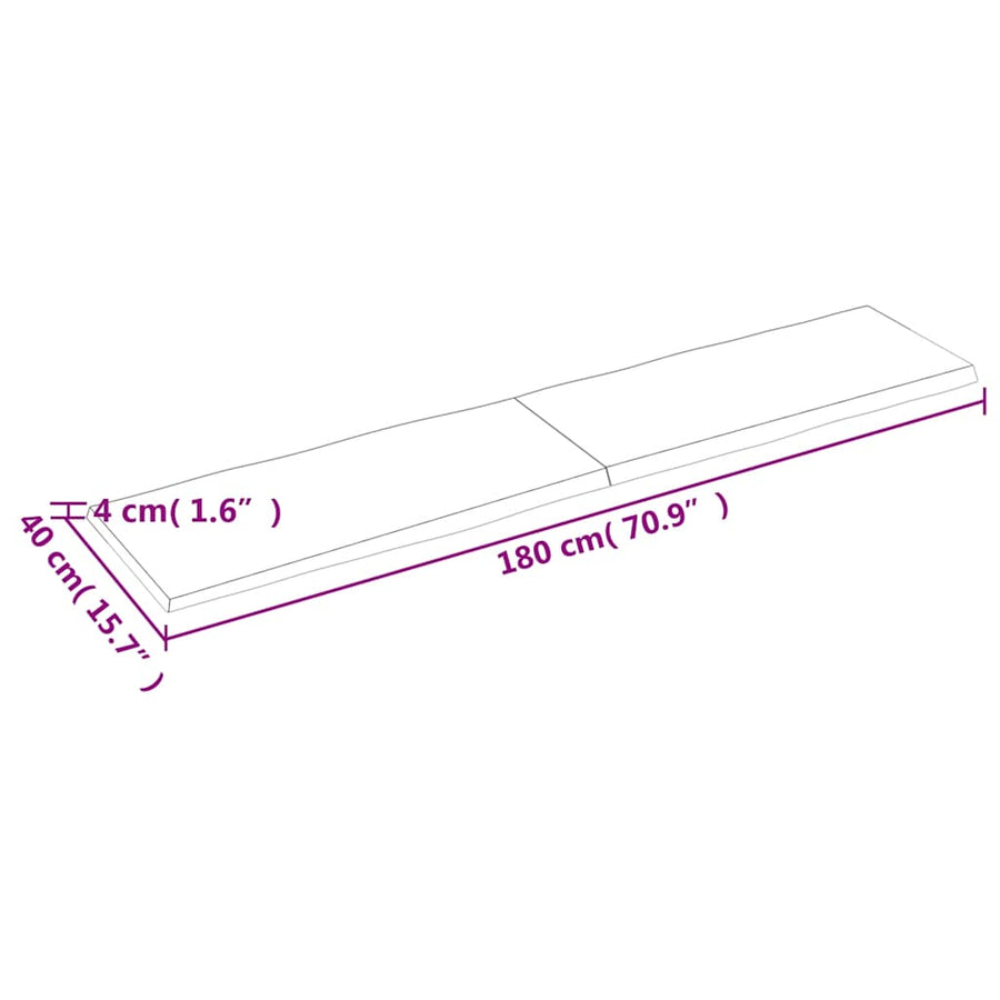 Tafelblad Natuurlijke Rand 180X40X(2-4) Cm Eikenhout Lichtbruin 180 x 40 x 4 cm