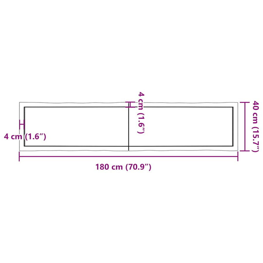 Tafelblad Natuurlijke Rand 180X40X(2-4) Cm Eikenhout Lichtbruin 180 x 40 x 4 cm