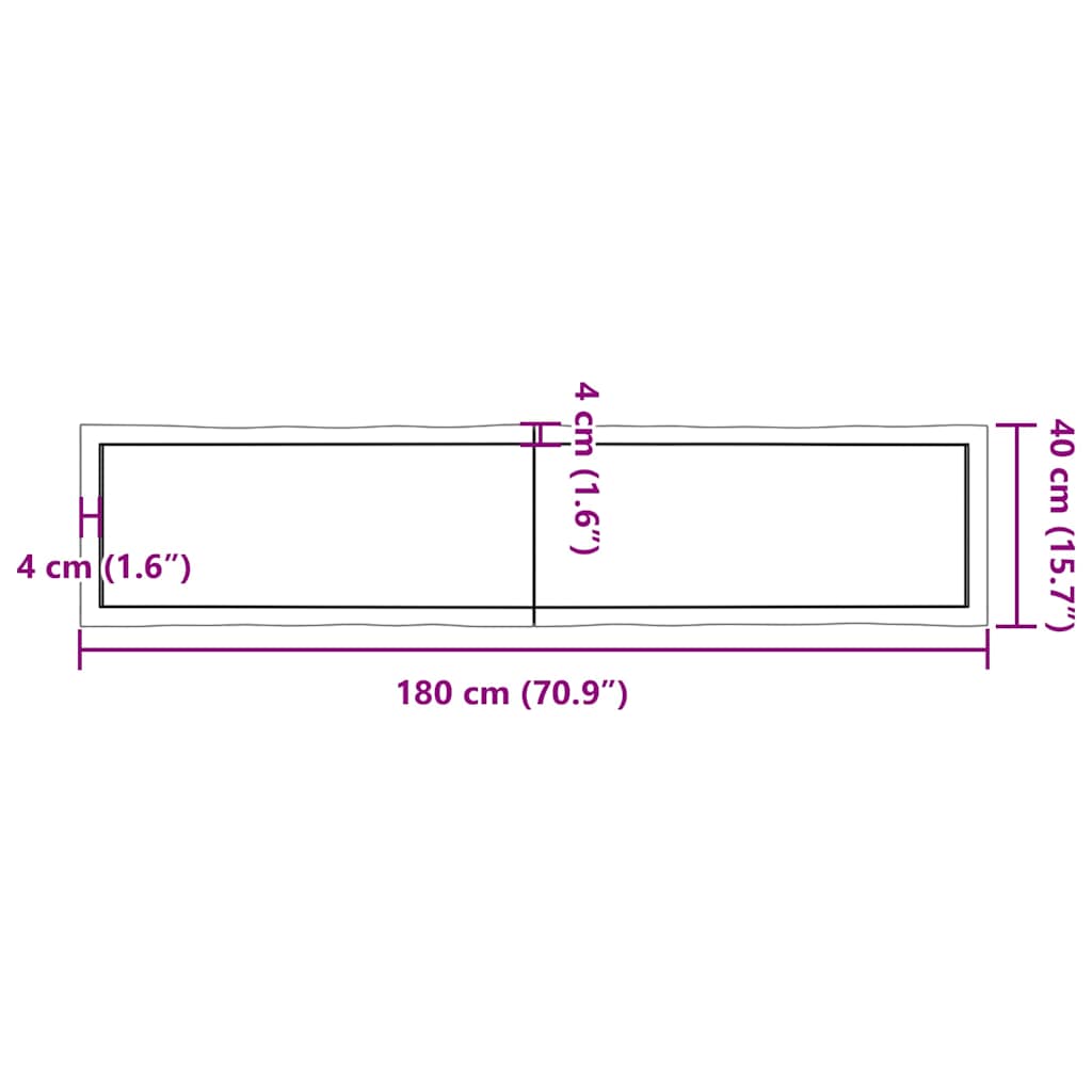 Tafelblad Natuurlijke Rand 180X40X(2-4) Cm Eikenhout Lichtbruin 180 x 40 x 4 cm