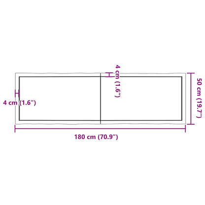 Tafelblad Natuurlijke Rand 180X50X(2-4) Cm Eikenhout Lichtbruin 180 x 50 x 4 cm