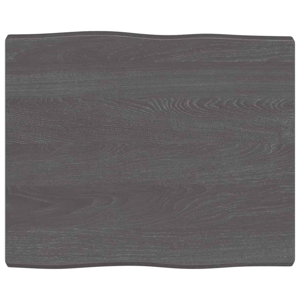 Tafelblad Natuurlijke Rand 60X50X(2-4) Cm Eikenhout Donkerbruin 60 x 50 x 4 cm