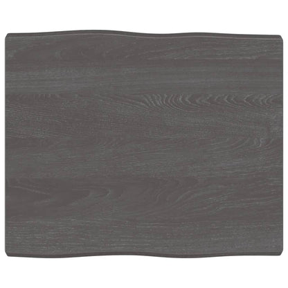 Tafelblad Natuurlijke Rand 60X50X(2-4) Cm Eikenhout Donkerbruin 60 x 50 x 4 cm