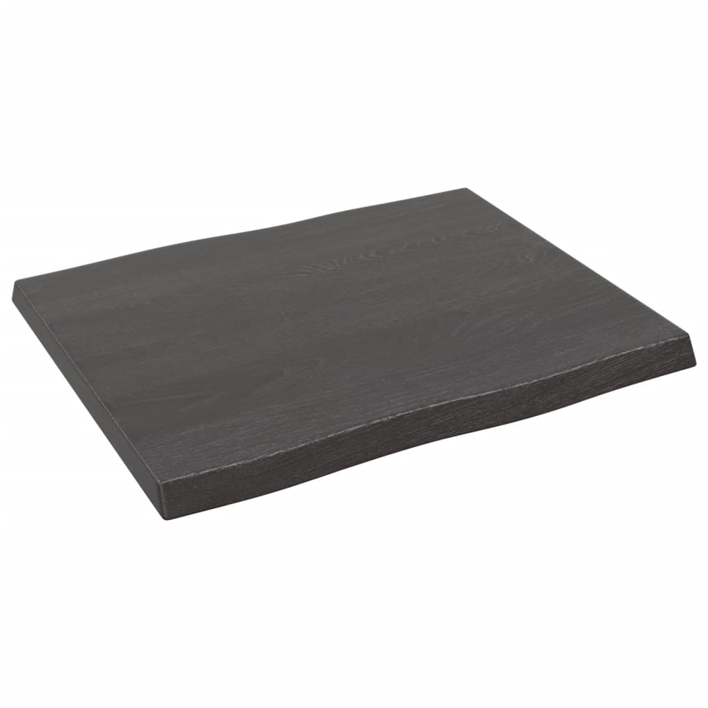 Tafelblad Natuurlijke Rand 60X50X(2-4) Cm Eikenhout Donkerbruin 60 x 50 x 4 cm