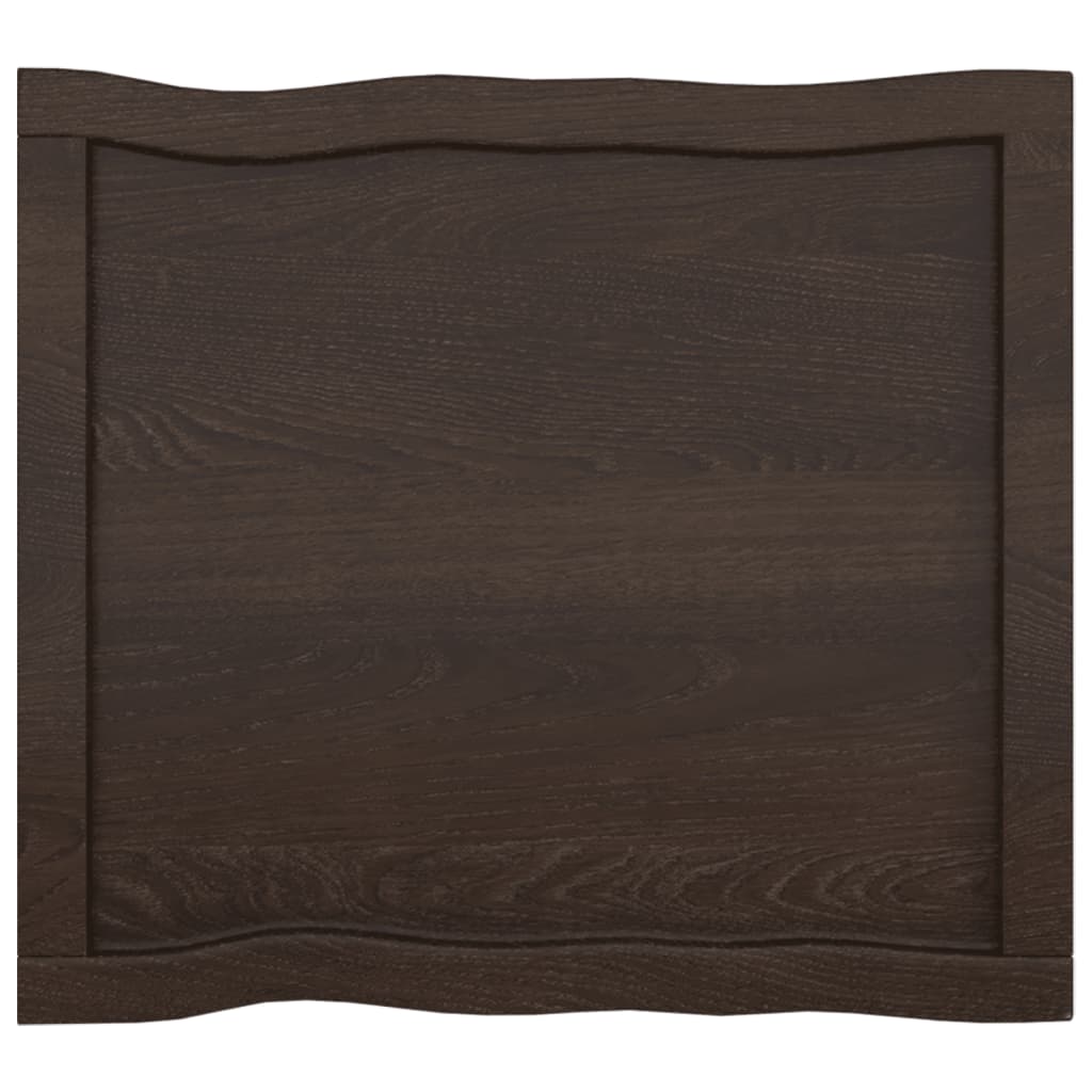 Tafelblad Natuurlijke Rand 60X50X(2-4) Cm Eikenhout Donkerbruin 60 x 50 x 4 cm