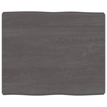 Tafelblad Natuurlijke Rand 60X50X(2-6) Cm Eikenhout Donkerbruin 60 x 50 x 6 cm