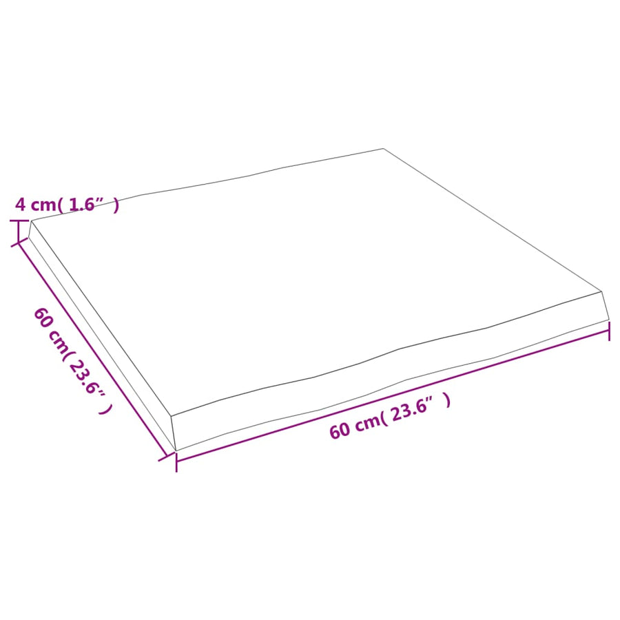 Tafelblad Natuurlijke Rand 60X60X(2-4) Cm Eikenhout Donkerbruin 60 x 60 x 4 cm
