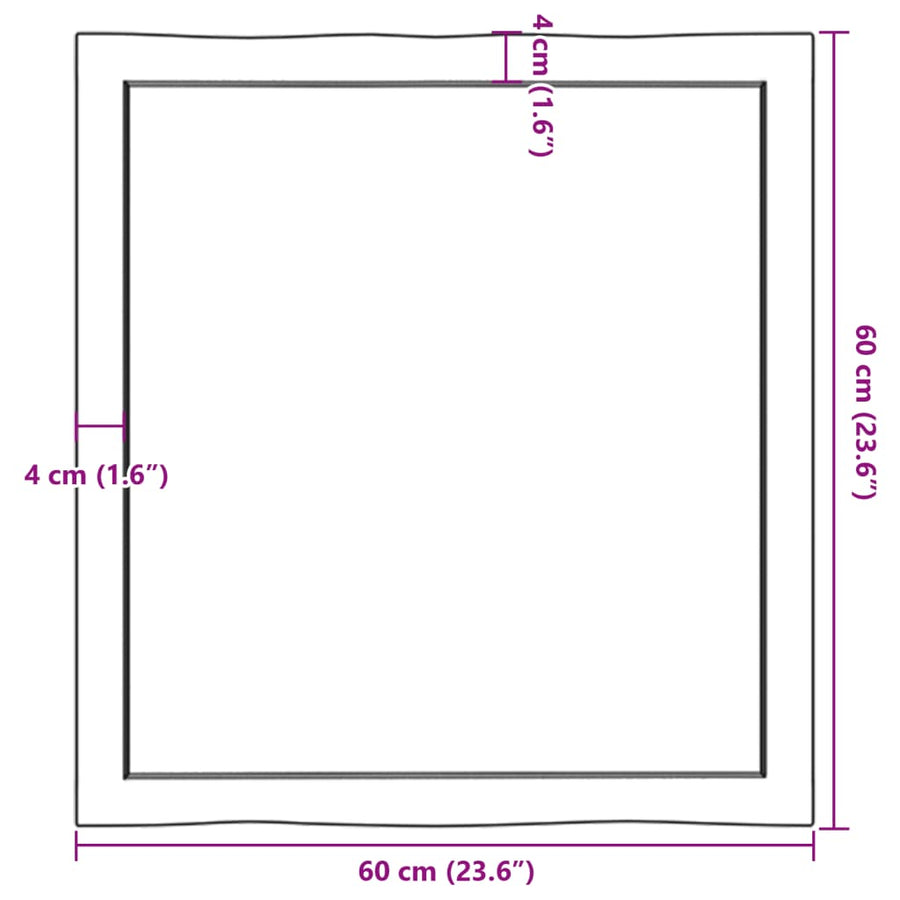 Tafelblad Natuurlijke Rand 60X60X(2-4) Cm Eikenhout Donkerbruin 60 x 60 x 4 cm
