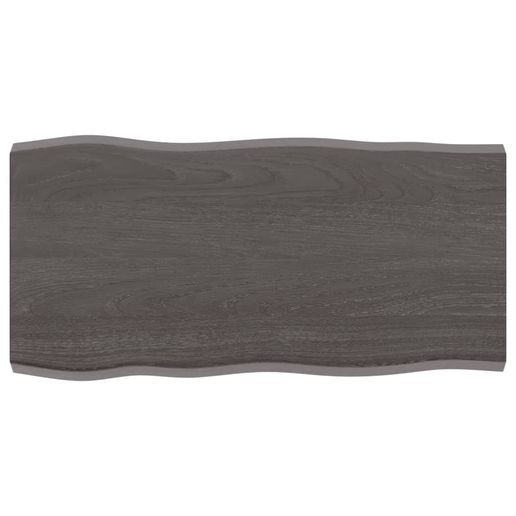 Tafelblad Natuurlijke Rand 80X40X(2-4) Cm Eikenhout Donkerbruin 80 x 40 x 4 cm