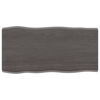 Tafelblad Natuurlijke Rand 80X40X(2-4) Cm Eikenhout Donkerbruin 80 x 40 x 4 cm