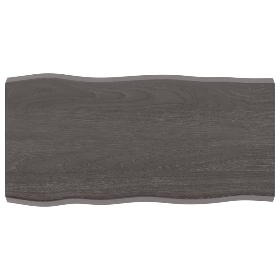 Tafelblad Natuurlijke Rand 80X40X(2-4) Cm Eikenhout Donkerbruin 80 x 40 x 4 cm