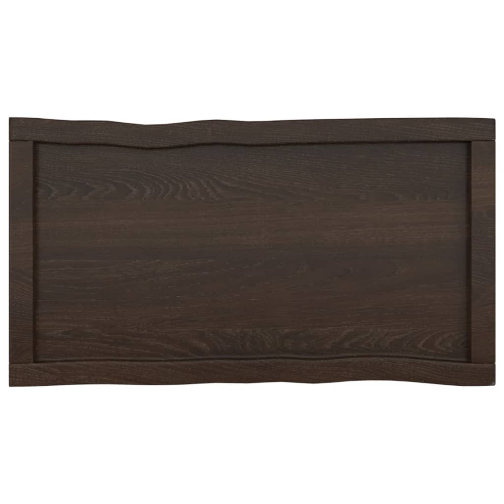 Tafelblad Natuurlijke Rand 80X40X(2-4) Cm Eikenhout Donkerbruin 80 x 40 x 4 cm
