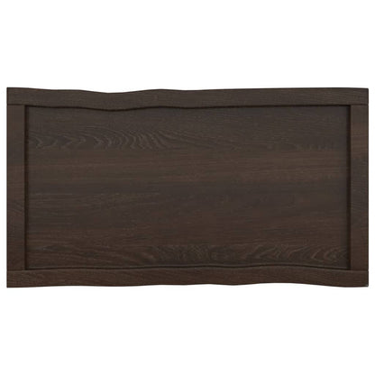 Tafelblad Natuurlijke Rand 80X40X(2-4) Cm Eikenhout Donkerbruin 80 x 40 x 4 cm