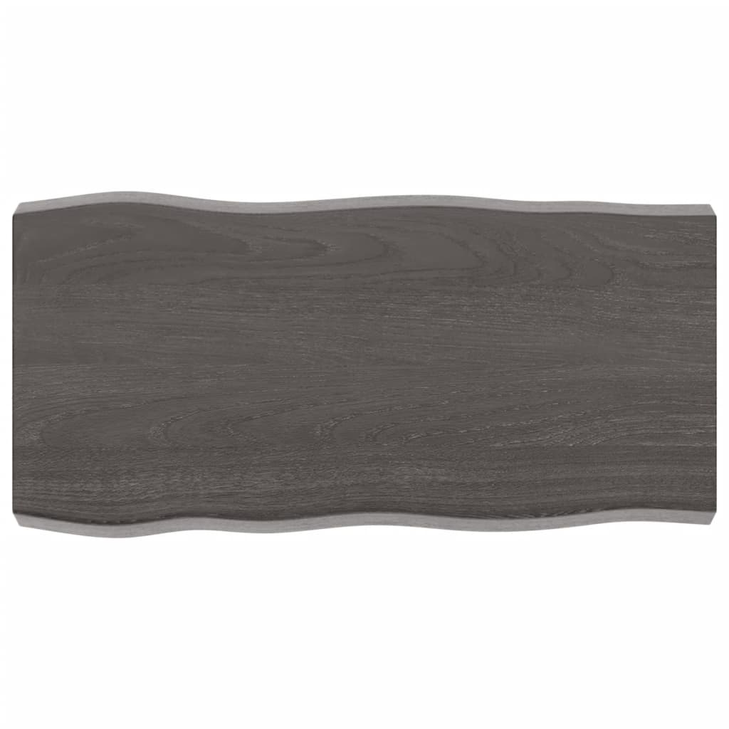 Tafelblad Natuurlijke Rand 80X40X(2-6) Cm Eikenhout Donkerbruin 80 x 40 x 6 cm