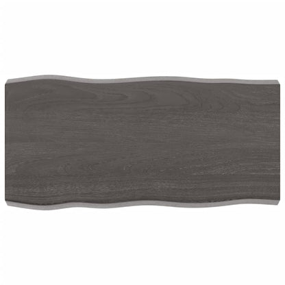 Tafelblad Natuurlijke Rand 80X40X(2-6) Cm Eikenhout Donkerbruin 80 x 40 x 6 cm