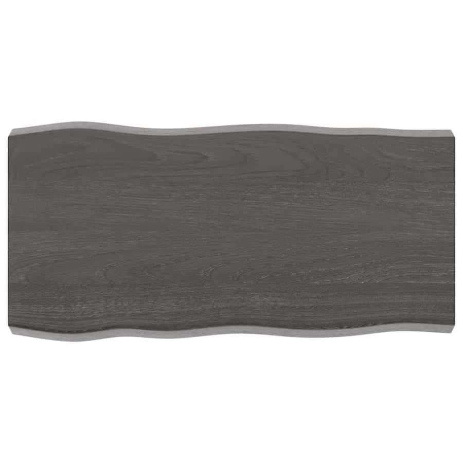Tafelblad Natuurlijke Rand 80X40X(2-6) Cm Eikenhout Donkerbruin 80 x 40 x 6 cm