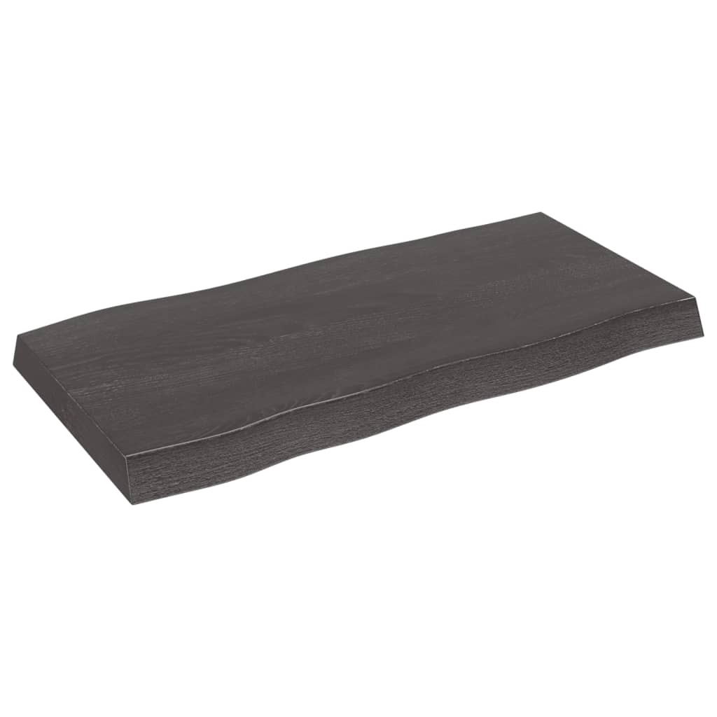 Tafelblad Natuurlijke Rand 80X40X(2-6) Cm Eikenhout Donkerbruin 80 x 40 x 6 cm
