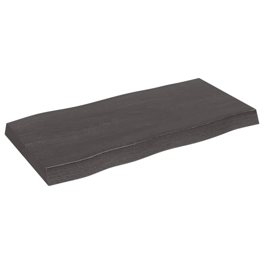 Tafelblad Natuurlijke Rand 80X40X(2-6) Cm Eikenhout Donkerbruin 80 x 40 x 6 cm