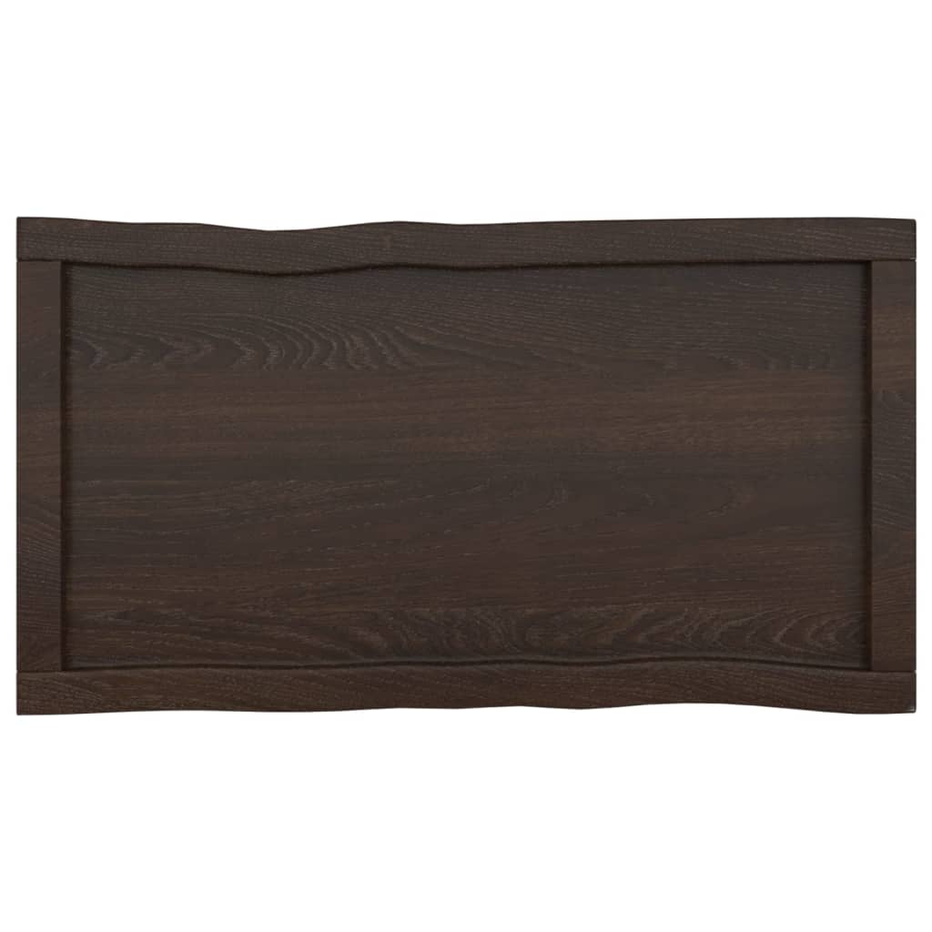 Tafelblad Natuurlijke Rand 80X40X(2-6) Cm Eikenhout Donkerbruin 80 x 40 x 6 cm