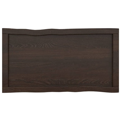 Tafelblad Natuurlijke Rand 80X40X(2-6) Cm Eikenhout Donkerbruin 80 x 40 x 6 cm